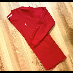 Red Polo Ralph Lauren crew neck sweater. Size Large. Very lightly worn